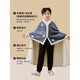 Hilton Star thickened nap blanket for primary school students classroom children's shawl winter office lunch blanket blanket cloak quilt with hood + gloves double layer thick gray blue monster 110cm*170cm suitable for heights above 1.40 meters