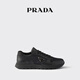 PRADA/Prada Gift Men's Cow Leather and Nylon High Top Sneakers Shoes Black-New 39.5 (5.5)
