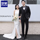 ROMON Groom Wedding Wool Suit Men's Korean Slim Business Formal Tuxedo Banquet Evening Suit Black Suit Jacket+Pants+Vest+White Shirt Free Tie 2XL Recommended 135-150Jin Jin is equal to 0.5 kg