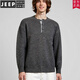 JEEP SPIRIT classic retro Henry collar American high-end knitted sweater for men 2025 new autumn and winter casual warm sweater dark gray M