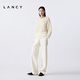 LANCY mohair silk winter new style relaxed cable knit sweater women's round neck off-shoulder sweater off-white XL