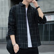 Septwolves Plaid-Hemd Herren-Langarmfrühling und Herbst Revers Loose Casual Jacket Thin K12109 Khaki 4xl