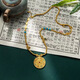 Shantou Lin Village Wei Xue Laopu Eight Treasures Compass Ancient Imitation Sand Gold Pendant Necklace Gold Transfer Beads Enamel Clavicle Chain Gold Weight 52 Grams