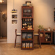 Yahua Xiangshe black walnut solid wood sideboard bar table living room small apartment retractable storage partition integrated cabinet black walnut bar table combination