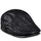 Sheepskin beret thin peaked cap men's Korean style old man's forward cap warm leather hat women's autumn and winter versatile single style black leather one size adjustable (55-60cm)