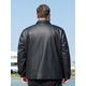 Jiujiu Wang Jiu Mu Wang Large Size Men's Leather Jacket 2025 Winter Fatty Plus Velvet Windproof Warm Loose Lapel Executive Jacket Black L (125-135Jin Jin equals 0.5kg)