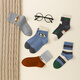 Six-fingered mouse boneless autumn and winter thickened warm wool socks for boys, middle and large children, students, children and boys mid-calf socks 96D (Puppy Adventures) 5 pairs, one size fits all, recommended for 1-3 years old (shoe size 24-27, sock label 3-5 years old)