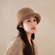 Autumn and winter retro wool fisherman hat, new style, feminine, simple basin hat, rolled edge, fashionable face-showing small hat, trendy, light gray
