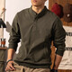 Kazuki Kuraishi KAZUKI KURAISHI trendy brand retro Henley collar sweatshirt for men 2025 autumn and winter Japanese pullover stand collar pure cotton heavyweight long-sleeved Henley shirt Army Green 3XL