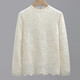 Sibaishe long-sleeved shirt 2025 autumn new women's short lace embroidered loose commuting simple top apricot L
