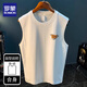 ROMON Loose American Vest Men's 2025 Summer Trendy Printed Sleeveless T-shirt Waistcoat Casual Sports T-shirt Men White HJ9906-1 L