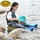 G.duck children's suspender waders children's water play waterproof clothing thickened boys and girls fishing kindergarten baby one-piece rain boots children's suspender model yellow + large pocket 27 size - shoe size