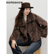 Red sleeve (hopeshow) retro horn button fur 2025 winter new women's light mature teddy velvet lapel foreign style short fur coat shadow gray 074 M