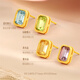 Shipulin 18K gold sugar cube topaz earrings, fashionable women's earrings, citrine + green crystal