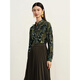 JUZUI Shopping Mall Same Style JZ JUZUI Geometric Eco-friendly Lyocell Wool Shirt Women 2023 Winter JWDD60106 Flower Army Green L
