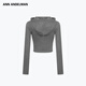 ANN ANDELMAN official direct-selling sweater cardigan coat women's autumn and winter new zipper hooded sweater top dark gray S
