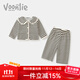 Fanlie VOONLIE Girls Suit Autumn 2025 New Baby Fashionable Two-piece Set Baby Striped Jacket Pants Spring and Autumn Trend Black and White Stripes 80 cm