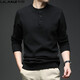 LILANZ Men's Wool Sweater Henley Neck Wool Sweater Autumn and Winter Thickened Casual Men's Round Neck Sweater Wool Sweater Black M 165 (100120Jin Jin is equal to 0.5 kg