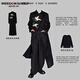 Vuitton sheep long windbreaker jacket men's shoulder-padded woolen embroidered trousers suit new Chinese style Chinese style long-sleeved T suit suit black windbreaker + black long sleeves + black trousers XL