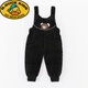 G.DUCKKIDS children's down overalls thickened new winter warm jumpsuits for boys and girls, toddlers and babies outer wear down pants black 100 cm