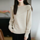 La Chapelle French design shawl one-shoulder sweater feminine bottoming thickened lapel sweater 2025 autumn and winter new style beige XL recommended weight 125-150Jin Jin equals 0.5 kg