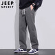 JEEP SPIRIT Jeep pure cotton casual pants men's autumn and winter loose straight pants men's workwear wide-leg pants gray L