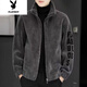 Playboy 2022 Autumn and Winter New Men's Jacket Thickened Warm Shearling Jacket Wool Men's Gray XL _Recommended 130-150Jin Jin equals 0.5kg