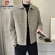 Pierre Cardin jacket men's autumn and winter top-stitched high-end jacket casual fashion lapel men's beige XL