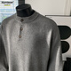 Homlean old money Henry collar knitted sweater men's advanced lazy style casual all-match top autumn HC19 dark gray L
