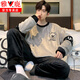 Yalu Pyjamas Herren 2025 Herbst und Winter plus Samt verdickte Koralle Velvet Teenager Flanell Wearable Anzug 3887# Black L
