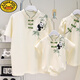 G.duck family of three and four parent-child outfits new Chinese style mother-child mother-daughter dress summer baby t-shirt high-end Chinese style apricot 175 mother skirt L size (110-125Jin Jin equals 0.5 kg)