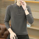 Jingyan selects stand-up collar long-sleeved T-shirt for men in spring, autumn and winter Chinese style Henry collar polo shirt with buckle inside 8806 gray M M