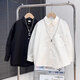 Cool and handsome loose white shirt for boys 2025 new spring and autumn medium and large children black long-sleeved casual lapel top white 140