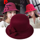 Pierre Cardin (Pierre Cardin) French imported quality autumn and winter women's hats bowler hat woolen women's basin hat fashion hat round hat winter women's hair ball three-leaf camel color adjustable
