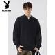 Playboy (PLAYBOY) brand sweater men's new winter henley collar sweater men's Japanese loose casual simple bottoming shirt men's apricot M