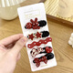 Add cute polka-dot bow hairpins for girls, fresh, sweet and versatile duckbill clips with side bangs and hairpins, hair accessories, red kitten 5-piece set