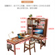 Huixun solid wood corner desk bookshelf integrated student home bookcase combination study table bedroom L-shaped corner computer table walnut color #desk + bookshelf 140cm*60cm*175cm auxiliary seat length 120cm
