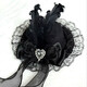 Jiyu original dark gothic Lolita rhinestone lace Lolita subculture hair accessories hairpin feather headdress top hat black curly feather top hat
