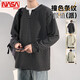 NASA BASE fake two-piece sweatshirt autumn and winter long-sleeved T-shirt for men 2025 new American student trendy brand V-neck Henry shirt bottoming shirt black M