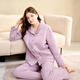 American Standard Winter Couple Pajamas for Men and Women Pure Cotton Three-Layer Thickened Padded Warm Home Clothes Misty Purple L