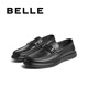 Belle casual business loafers men's 25 autumn cow leather slip-on beanie shoes A2130CM5 black 42