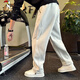 Woodpecker Autumn and Winter Thickened Sports Trousers Men's Loose Elastic Casual Pants Junior High School Students Plus Velvet Warm Trousers White Gray (Regular Style) XL