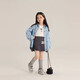 Children's shirts 2025 spring and autumn new arrival girls Korean style sweet all-over printed bow lapel shirt baby jacket trendy blue 150