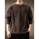 Henhut luxury high-end brand high-end Henley collar men's sweater autumn new trendy brand loose lazy style sweater for men brown S