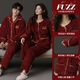 Modal wedding pajamas couple coral velvet winter plus velvet thickened flannel red animal year festive home wear set H-897V55V+10 M female + male XL