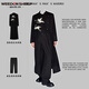 Vuitton sheep long windbreaker jacket men's shoulder-padded woolen embroidered trousers suit new Chinese style Chinese style long-sleeved T suit suit black windbreaker + black long sleeves + black trousers XL