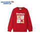 Skechers Children's Spring Series Autumn and Winter Children's Clothes Red Raglan Sleeves Fashionable and Versatile Sweater L126K020