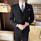 Pierre Cardin suit men's three-piece commuting simple large size drape coat British style business formal groom's dress trend medium gray single piece suit free tie XL