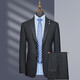 Suit suit men's business casual formal solid color suit groom wedding dress slim suit gray 56 (195)