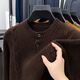 EMZ Ordos men's thick woolen sweater Henry collar button autumn and winter young and middle-aged stand collar casual sweater wool pine gray brown S 165